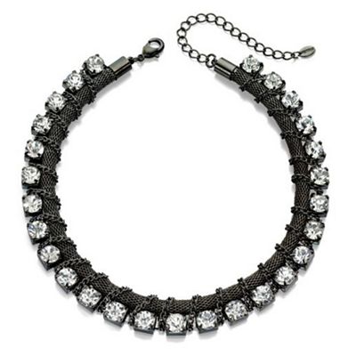 Gunmetal chain and crystal necklace